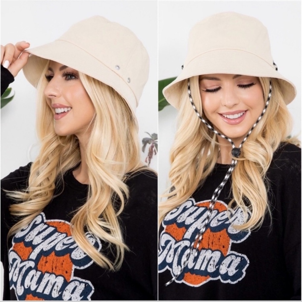 New Unisex Light Sand Ivory Slider Bucket Hat - Picture 2 of 6